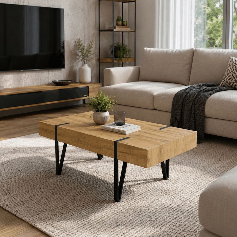 Konferenčný stolík 110x60cm, MDF divoký dub, AHG-233 OAK