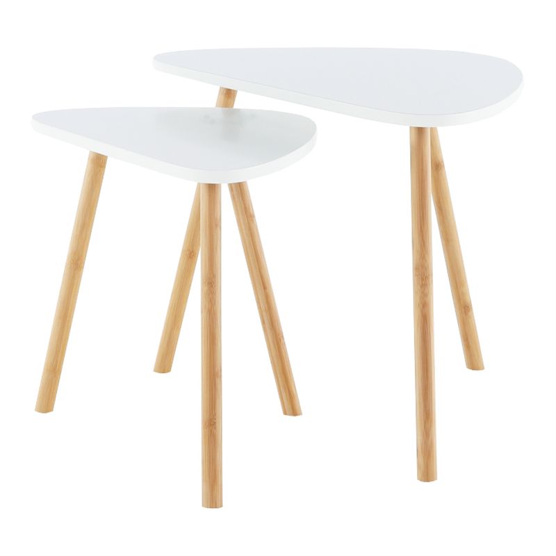 Sada dvoch konferenčných stolíkov, biely, prírodný, BISMAK