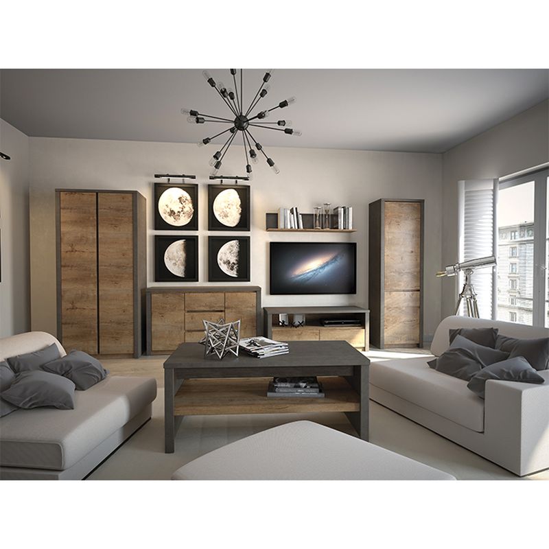 Skriňa, 166cm, kombinovaná, dub lefkas tmavý, smooth sivý, MONTANA S3D