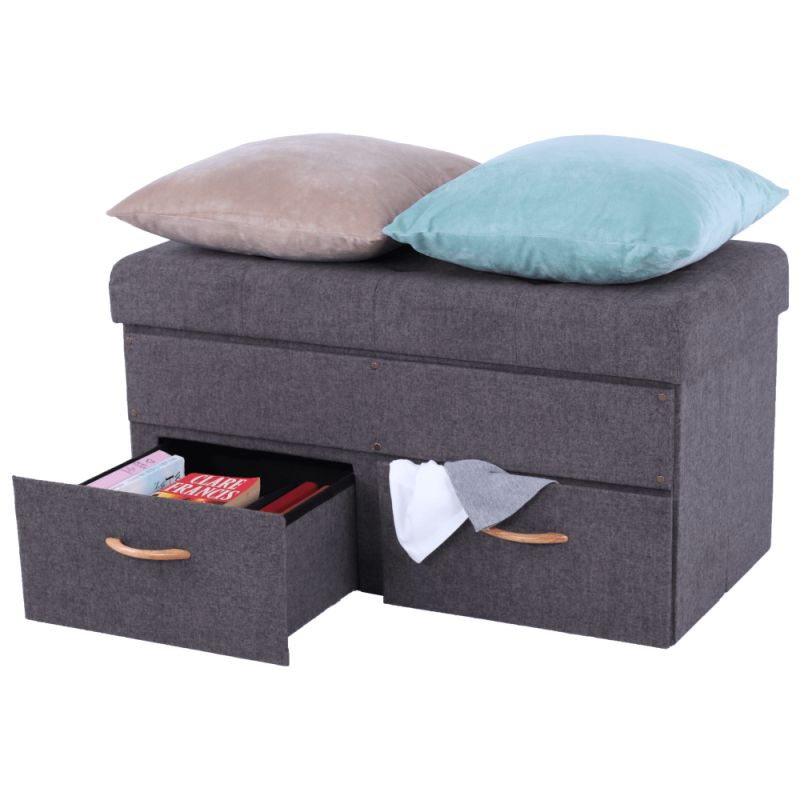 Taburet, 84cm, úložný priestor, sivá látka, SULOT TYP 2