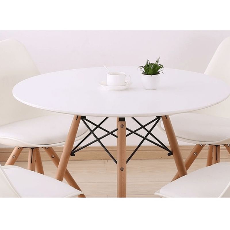 Jedálenský stôl, okrúhly 60cm, MDF, biely, buk, GAMIN NEW 60