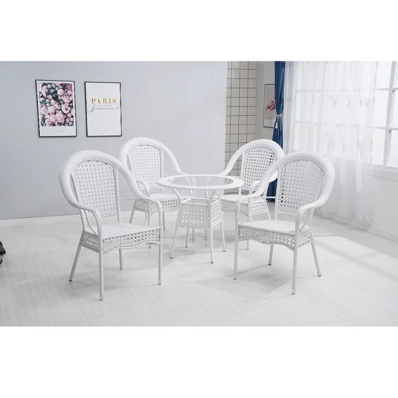 Záhradný set, 1+4, biely, KOVEN