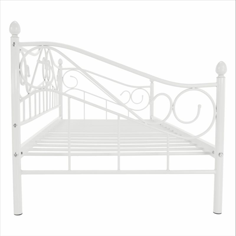 Kovová posteľ, 90x200, s roštom, biela, DAINA