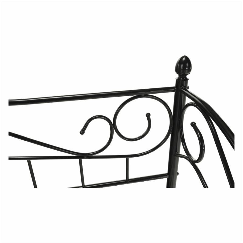 Kovová posteľ, 90x200, s roštom, čierna, DAINA