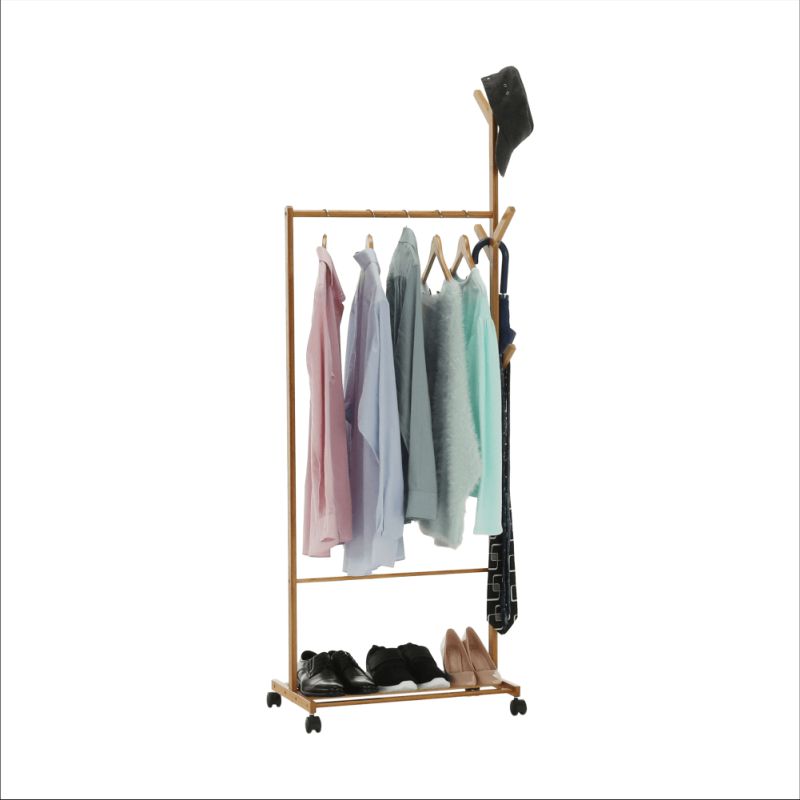 Pojazdný vešiak, prírodný, bambus, šírka 60cm, VIKIR TYP 1