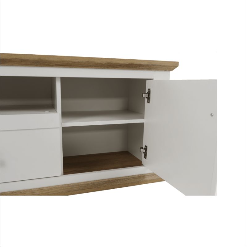 RTV stolík, 150cm, biely, dub grand, LEON MZ15