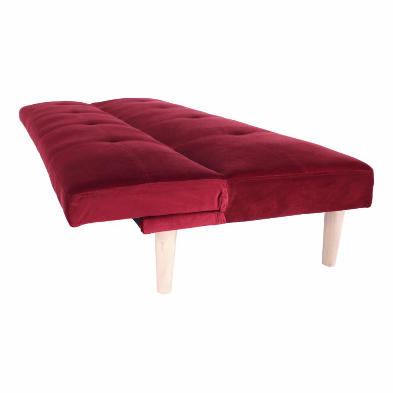 Pohovka rozkladacia, bordová látka, drevo dub, ALIDA