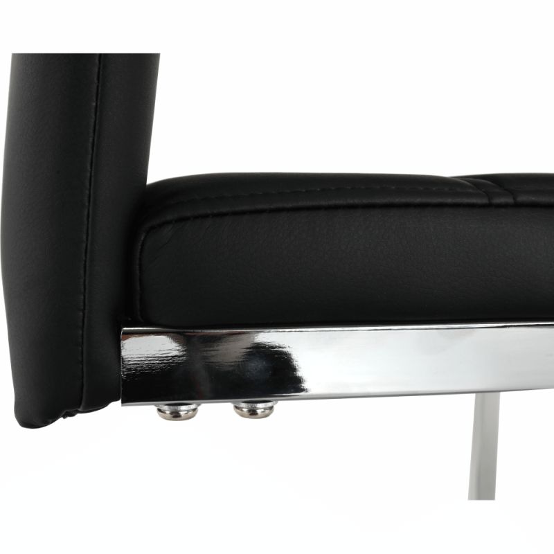 Jedálenská stolička, čierna ekokoža, nohy chróm, VATENA