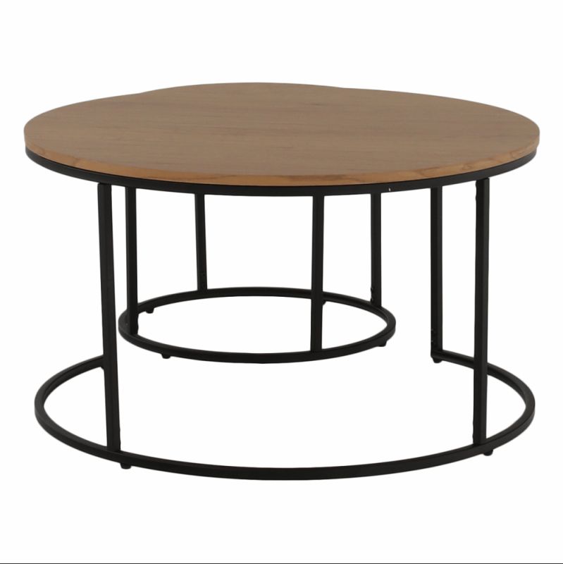 Set dvoch konferenčných stolíkov, 80x80cm, dub, čierny, IKLIN