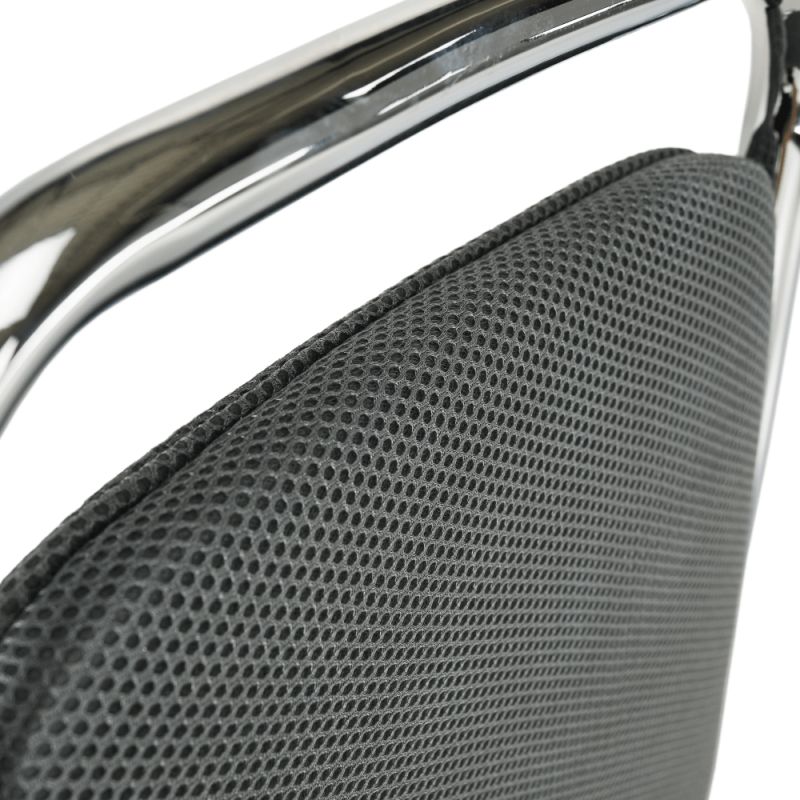 Zasadacia stolička, sivá sieťovina, kov chróm, ZEKI