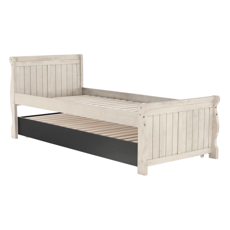 Posteľ s prístelkou, 90x200cm, antická biela, ANTIKO