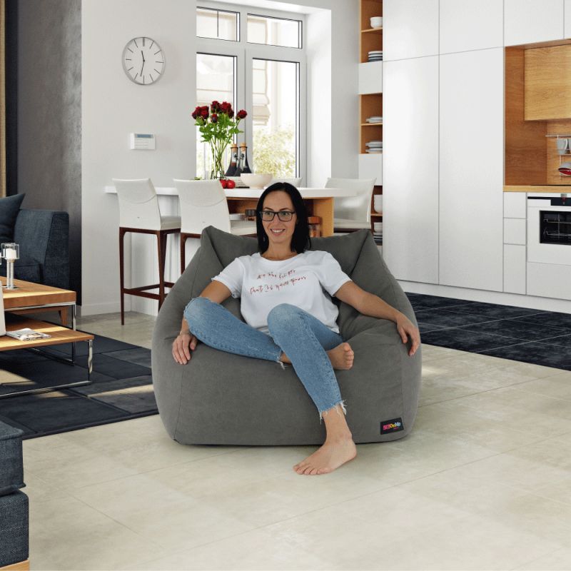 Sedací vak, 80cm, sivá látka, URASON