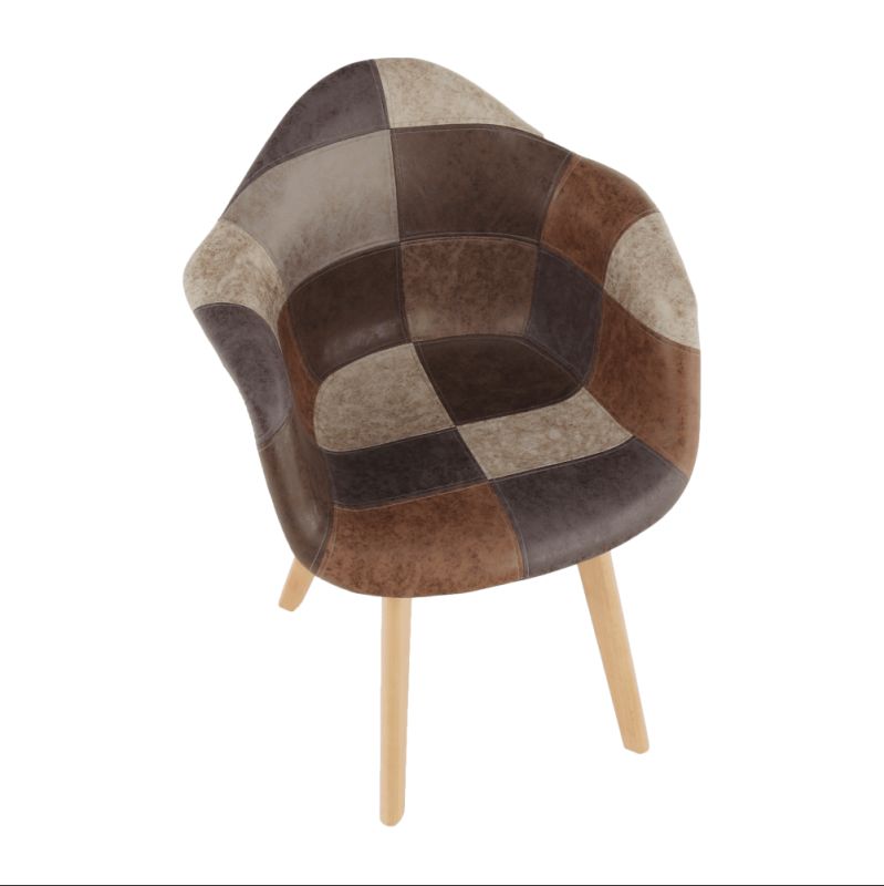 Dizajnové kreslo, patchwork látka, nohy buk, TERST