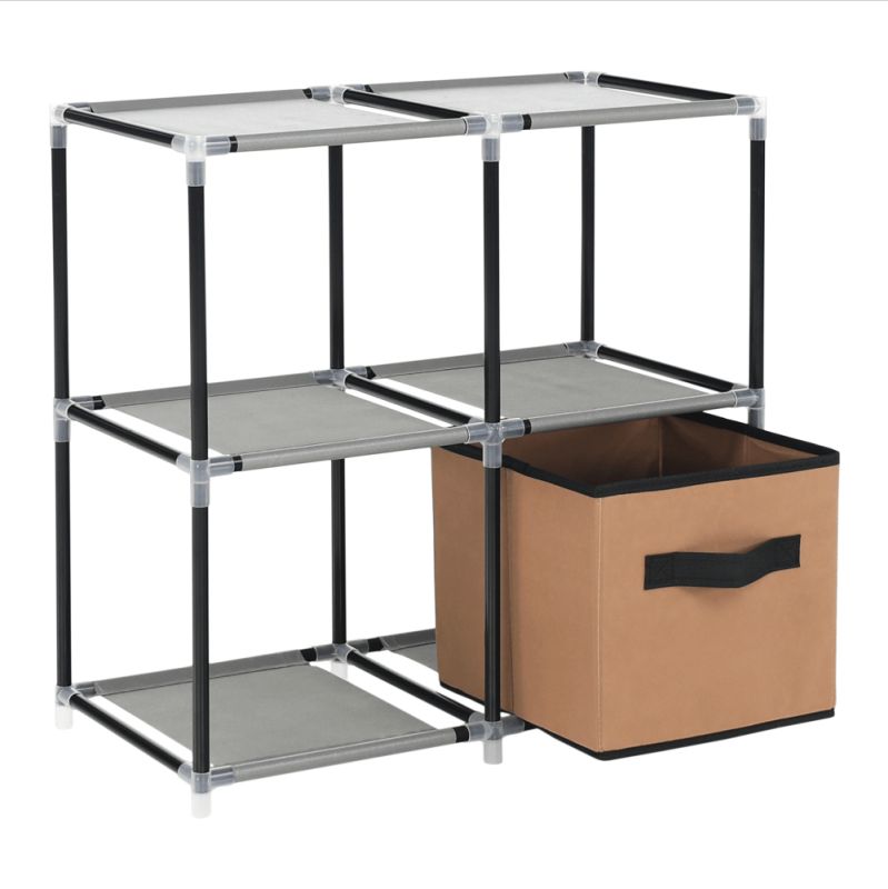 Komoda, 58cm, látkové šuplíky, čierna, hnedá, sivá, CAMILO TYP 1