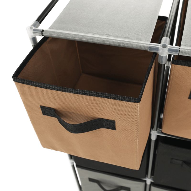 Komoda, 58cm, látkové šuplíky, čierna, hnedá, sivá, CAMILO TYP 2