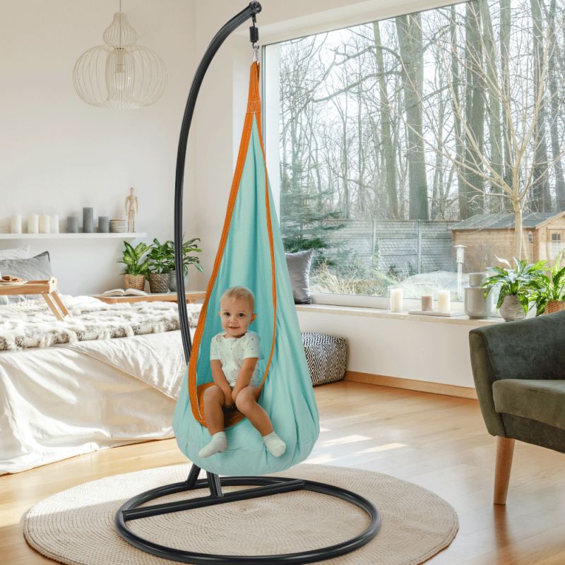 Závesné hojdacie kreslo, modré, oranžové, SIESTA TYP 1