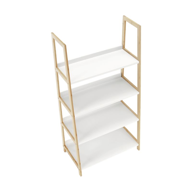 Regál, 63cm, 4-policový, biely, prírodný, KOEN TYP 2