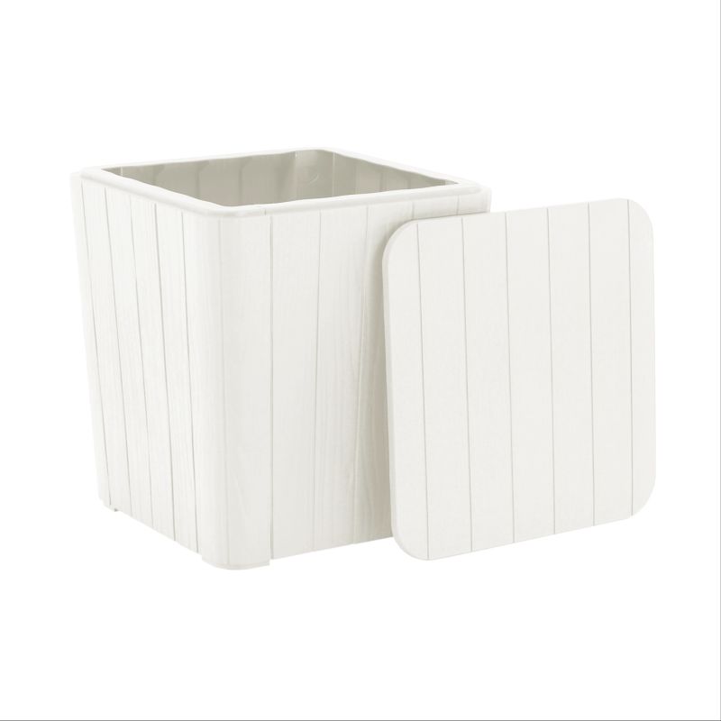 Záhradný úložný box, príručný stolík, biely, plast, IBLIS