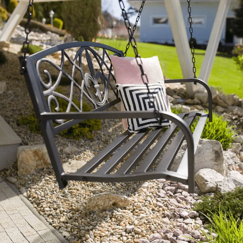 Záhradná hojdačka, závesná, kov, čierna, ABEA