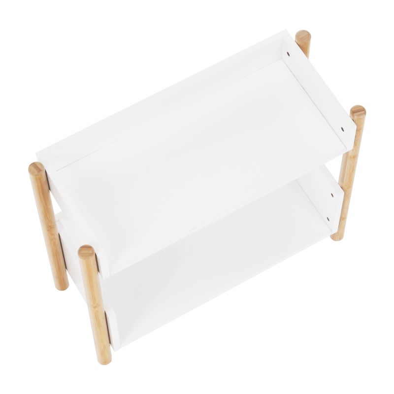 2-poličkový regál, 60cm, bambus, prírodný, biely, BALTIKA TYP 1