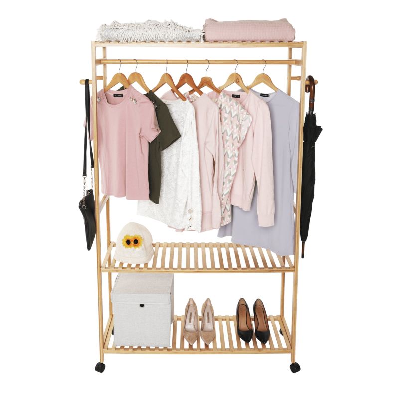 Šatníkový organizér, 112cm, bambus, prírodný, MELAR