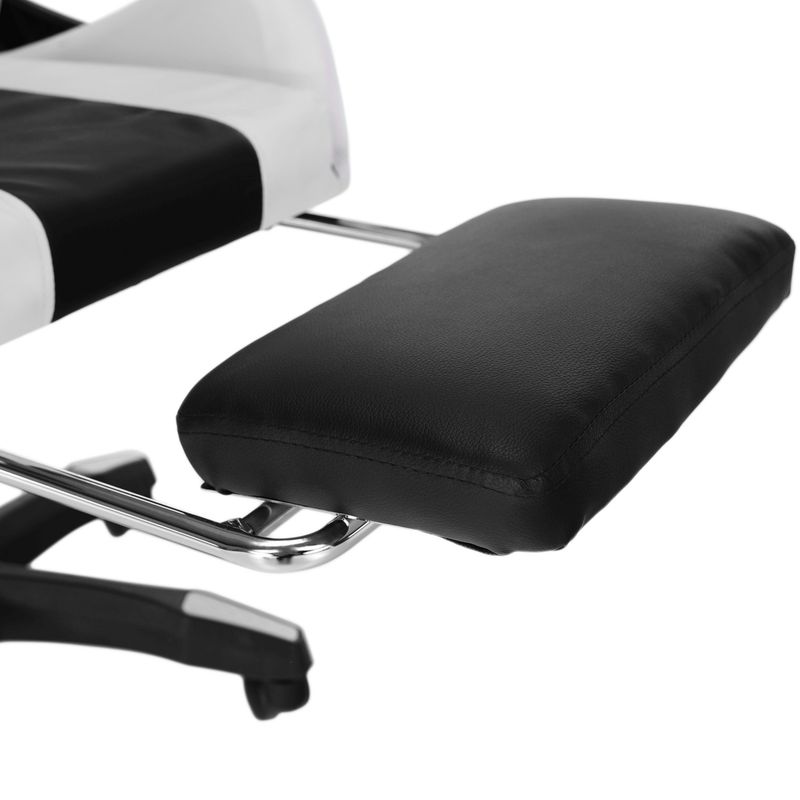 Kancelárske, herné kreslo, s RGB LED podsvietením, čierna a biela ekokoža, JOVELA