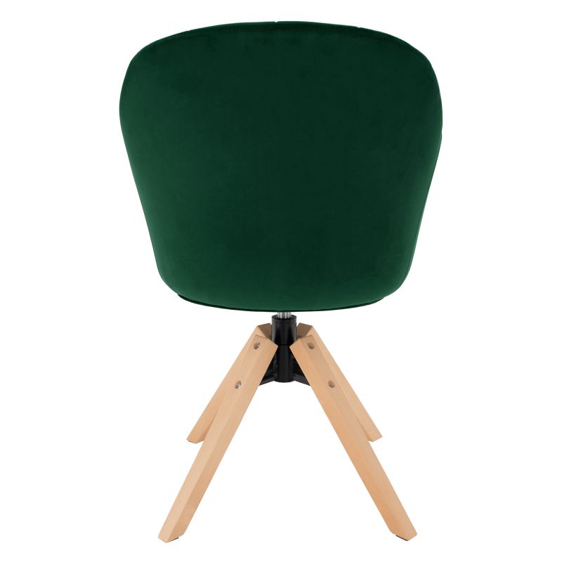 Otočné kreslo, buk drevo, smaragdová látka, DALIO