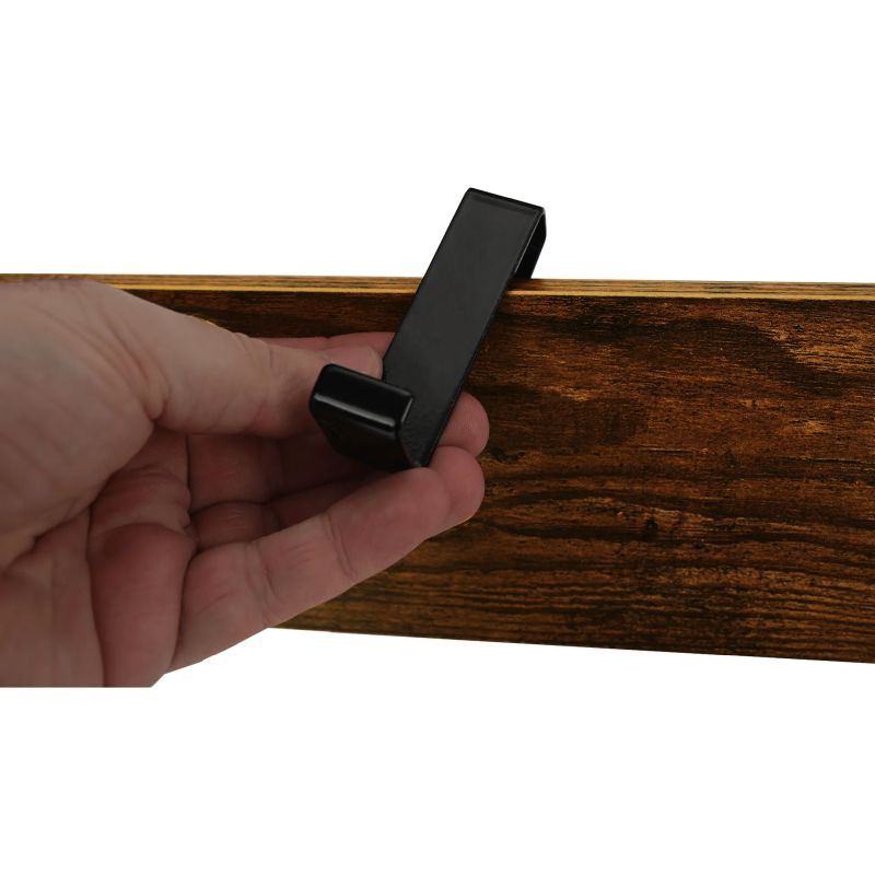 Vešiak s botníkom, 185cm, čierny kov, MDF rustikálne drevo, KELAM