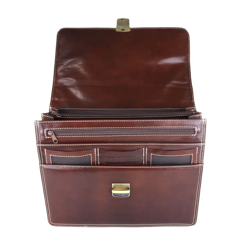 Luxusná perfektná kožená aktovka č.8040 v hnedej farbe