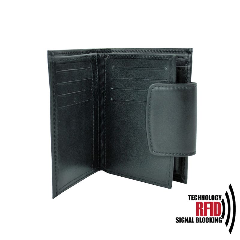 Kožená RFID peňaženka vybavená blokáciou RFID / NFC, čierna farba č.8211