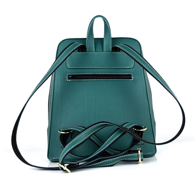 Luxusný dámsky kožený ruksak z prírodnej kože v tmavo zelenej farbe