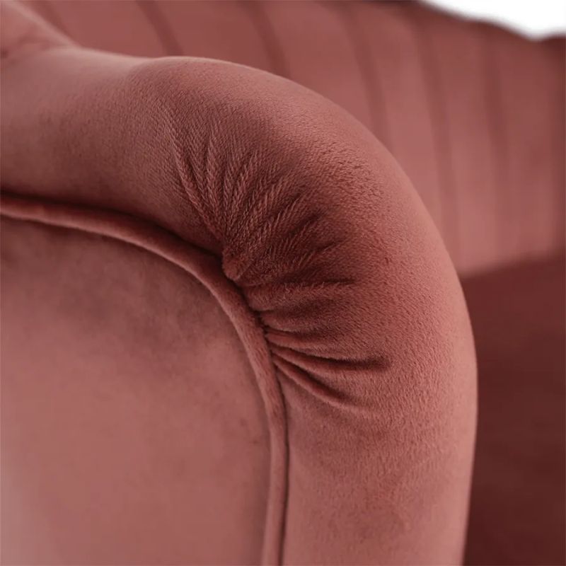 Lavica, Art-deco, nohy gold chróm, ružová látka, NOBLIN