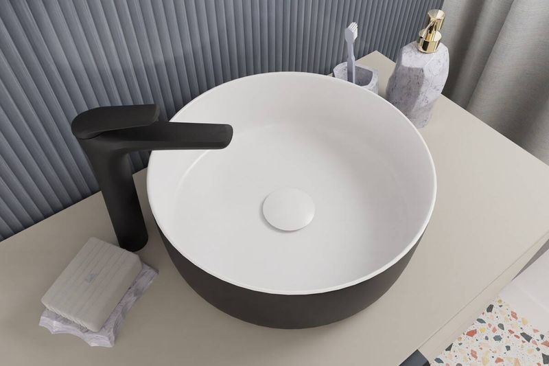 Umývadlo na dosku, 36cm, biele, čierne, SIMPLE 8 36 UM-6259 DP