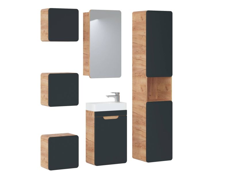 Skrinka do kúpeľne, 35cm, dub artisan, čierna, ARUBA COSMOS 830