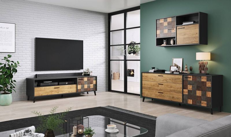 Komoda, 100cm, antracyt, dunkel, aquare dance dark, SOUL 2D