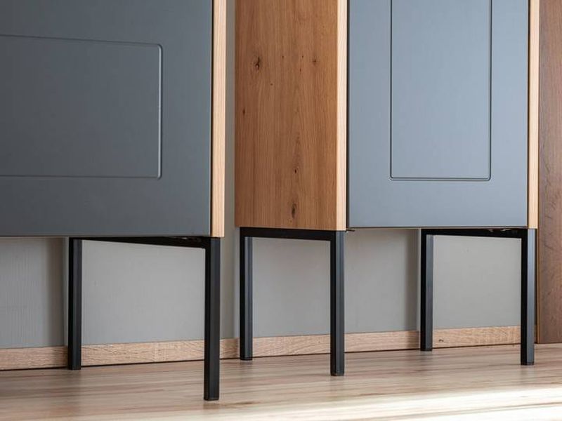 Vysoká skrinka so zrkadlom, 45cm, grafit, dub artisan, MADERA GREY 803