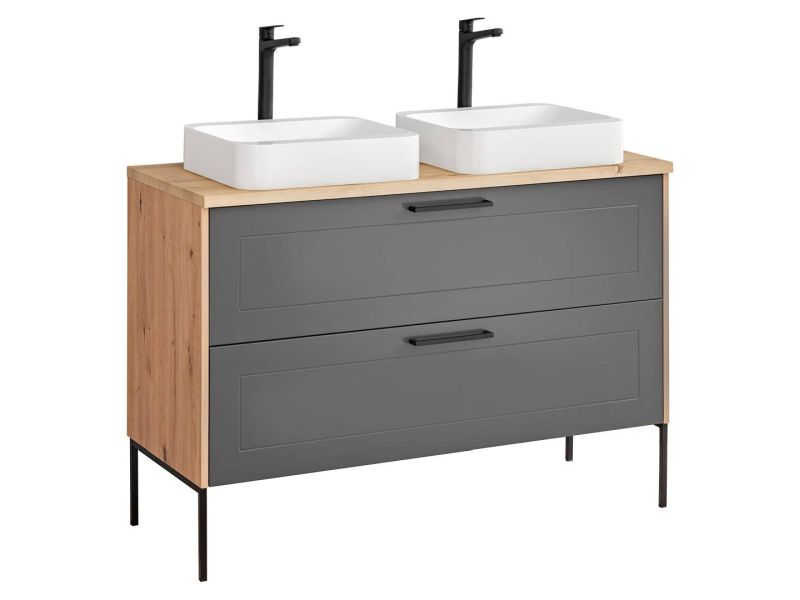 Skrinka pod umývadlo, 120cm, grafit, dub artisan, MADERA GREY 854