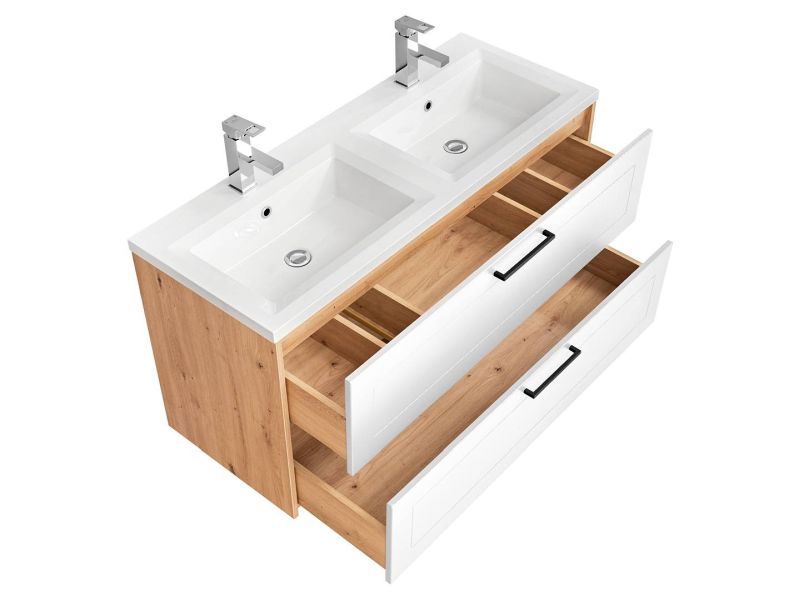 Skrinka pod umývadlo, 120cm, dub artisan, biela, MADERA WHITE 854