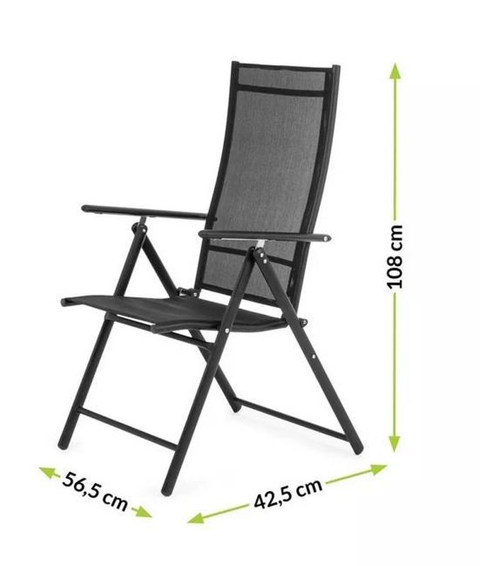 Záhradná stolička, látka čierna, kov čierny, MRP ERHARD