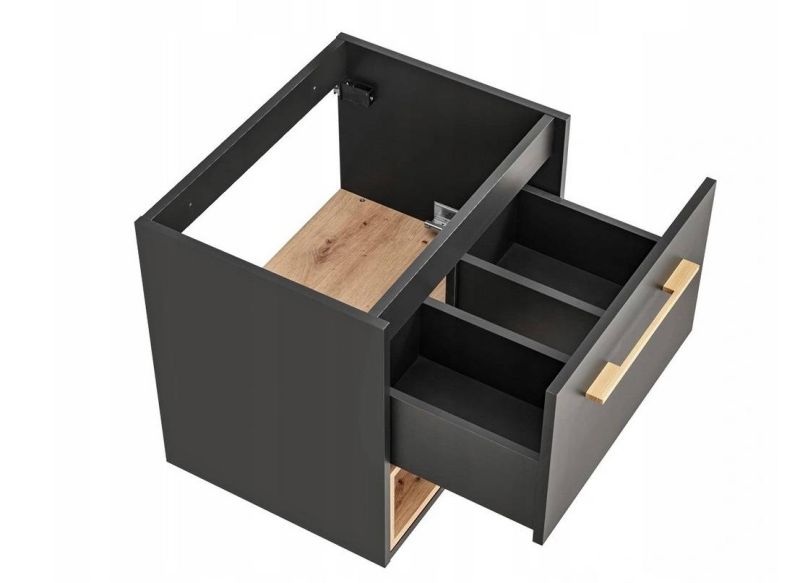 Skrinka pod umývadlo, 60cm, sivá, dub artisan, BORNEO COSMOS 820