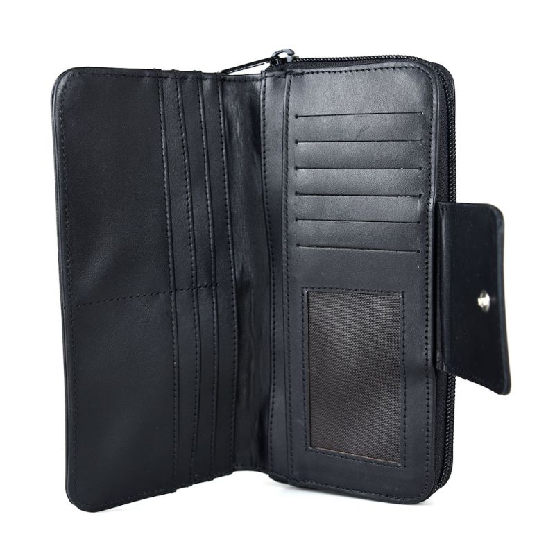 Luxusná dámska kožená peňaženka s bohatou výbavou v čiernej farbe