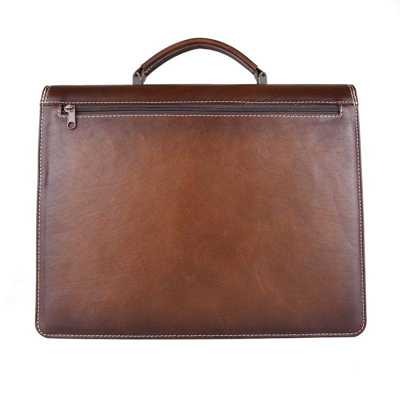 Kožená aktovka č.8040 v hnedej farbe, ručne natieraná
