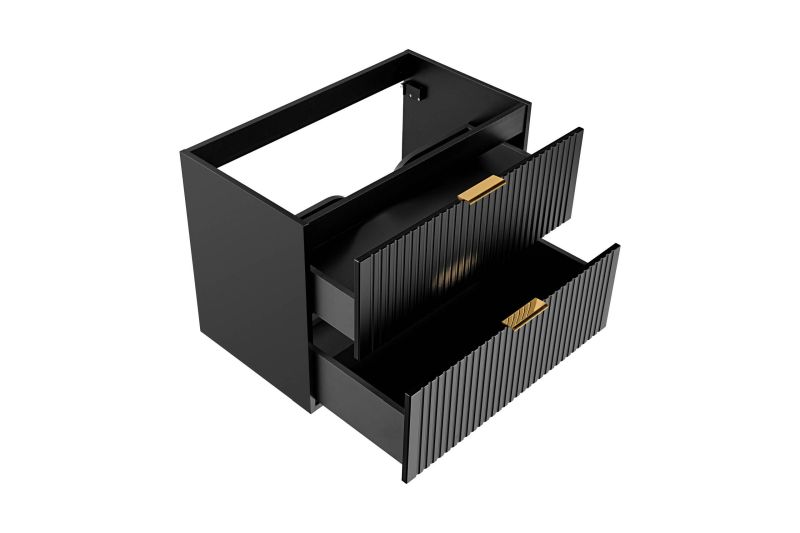 Skrinka pod umývadlo, 80cm, čierny mat, ADEL BLACK 82-80-B-2S