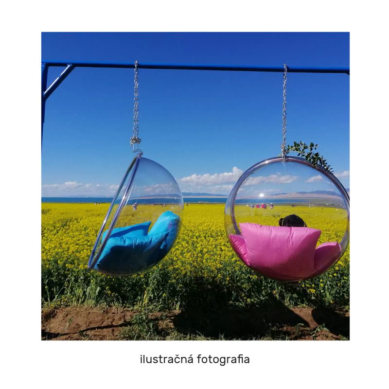 Závesné kreslo, transparentné, látka biela, BUBBLE NEW TYP 1