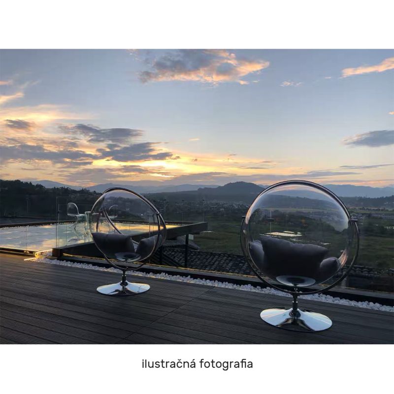 Závesné kreslo, so stojanom, transparentné, látka sivá, BUBBLE TYP 2