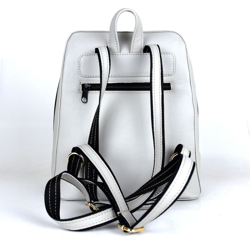 Luxusný dámsky kožený ruksak z prírodnej kože v šedej farbe