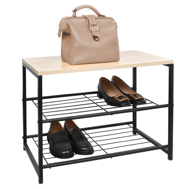 Botník, 60cm, 2-radový, čierny, prírodný, TADEO