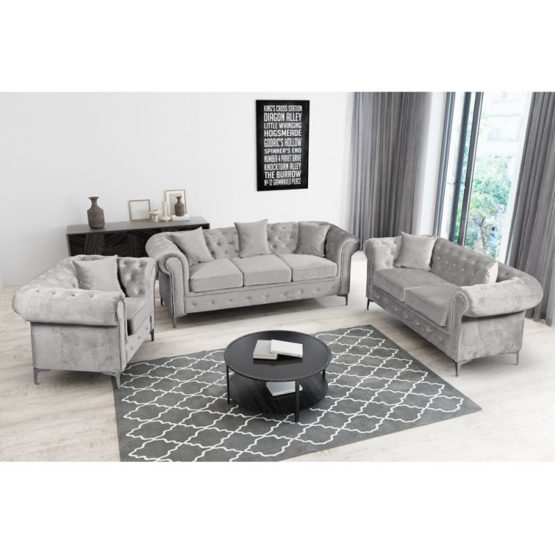 Luxusný rozkladací 2-sed, svetlosivá Velvet látka, ROMANO