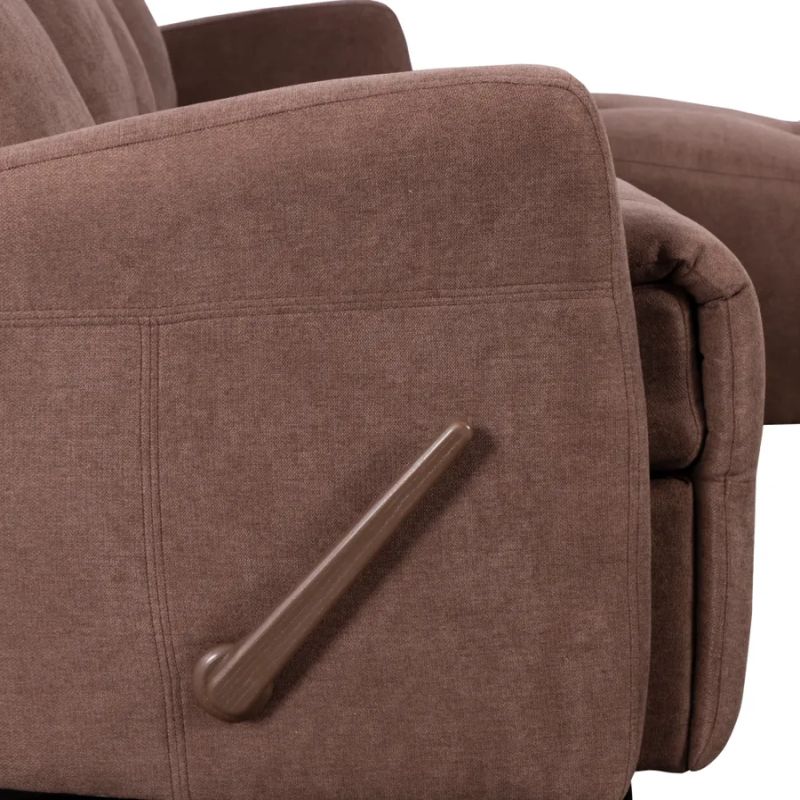 Nastaviteľná rohová sedacia súprava, hnedá látka, pravá, TROJAN ROH