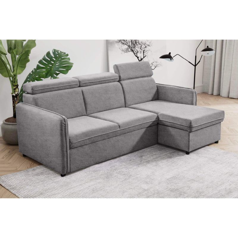 Rozkladacia sedacia súprava, svetlosivá látka, ALECHANDRO B ROH